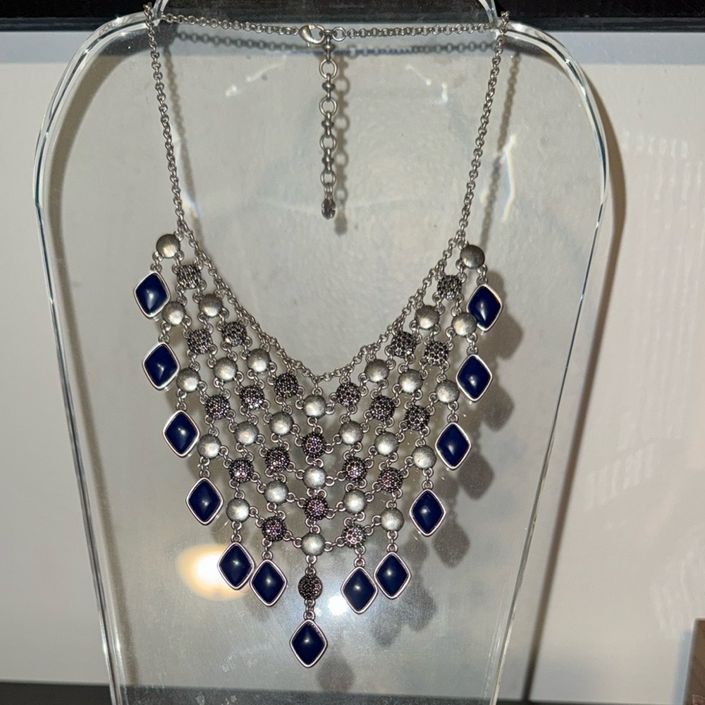 Lucky Brand Silver and Blue Cascading Necklace - Picture 2 of 2